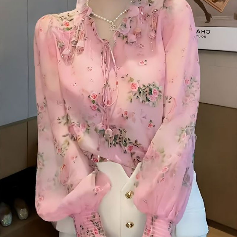 Romper Floral Print - Корейская блузка с принтом разбитых цветов,