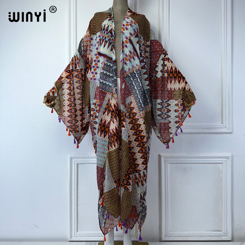 Cover Up Kaftan - WINYI летний наряд кимоно в африканском