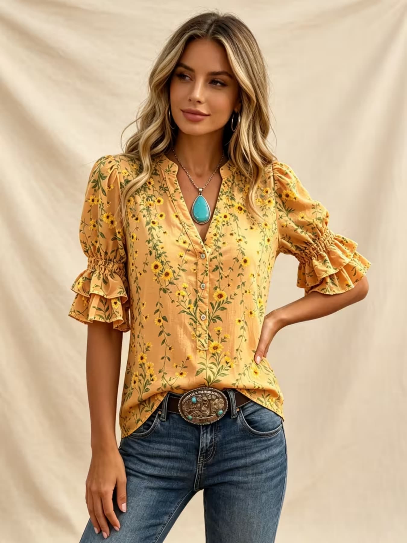 Женская блузка в стиле ковбойш – обзор и цена Romper Floral Print